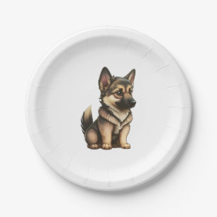 Chibi German Shepherd Paper Plate