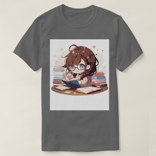 chibi girl study T-Shirt (Design Front)
