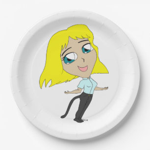 chibi girl with a tail paper plate