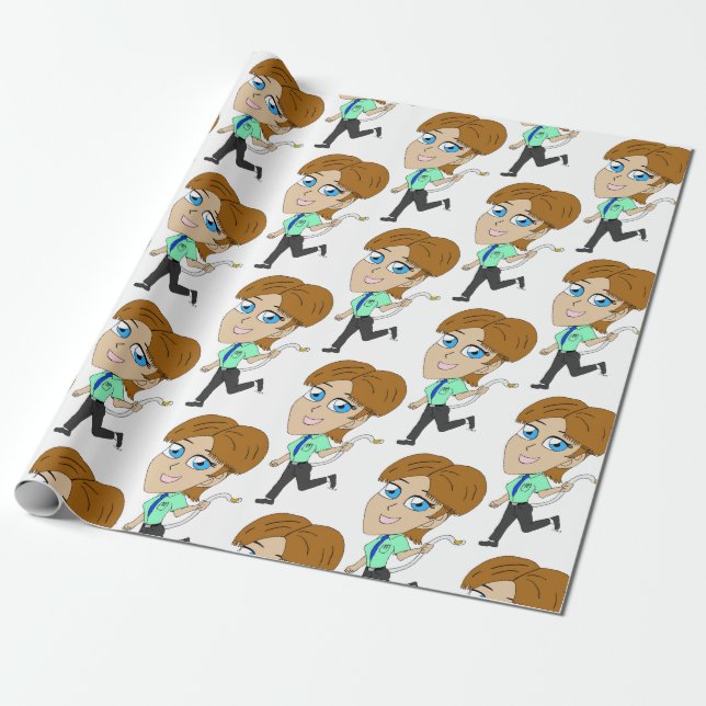 chibi girl with a tail wrapping paper (Unrolled)