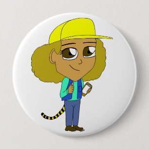 chibi girl with a tiger tail 10 cm round badge