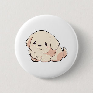 Chibi Golden Retriever Puppy 6 Cm Round Badge