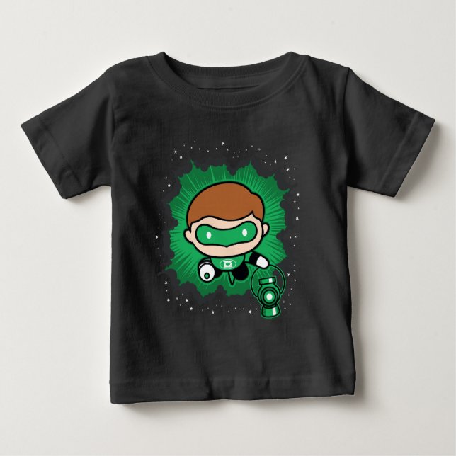 Chibi Green Lantern Flying Through Space Baby T-Shirt (Front)