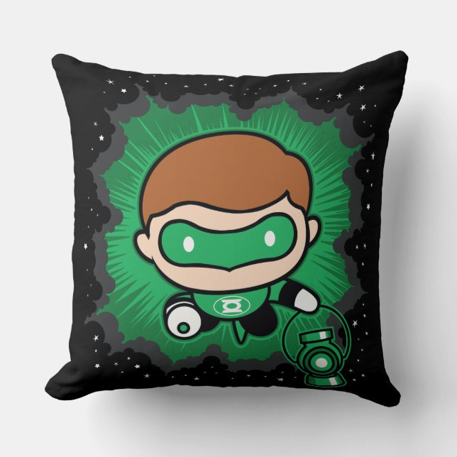 Chibi Green Lantern Flying Through Space Cushion (Front)