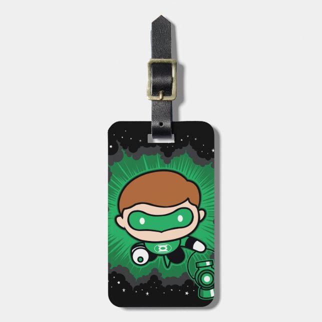 Chibi Green Lantern Flying Through Space Luggage Tag (Front Vertical)