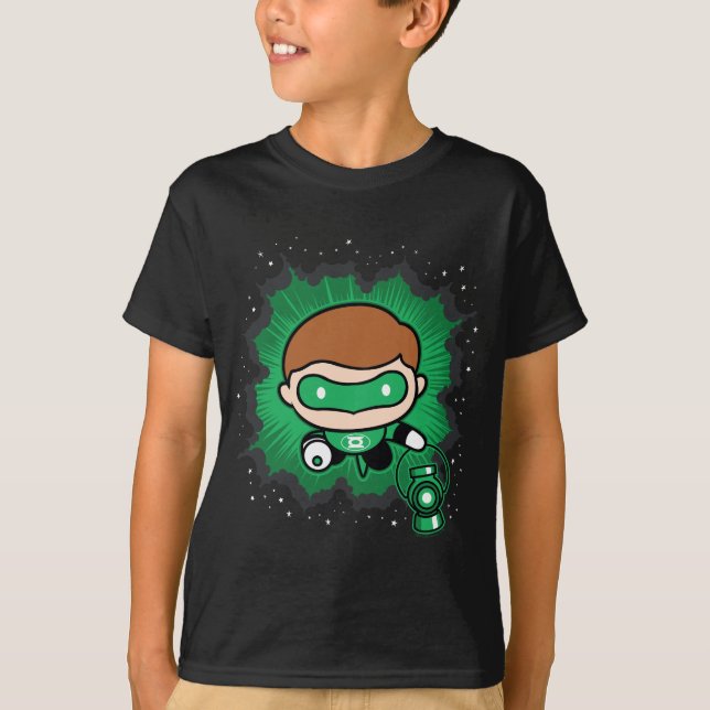 Chibi Green Lantern Flying Through Space T-Shirt (Front)