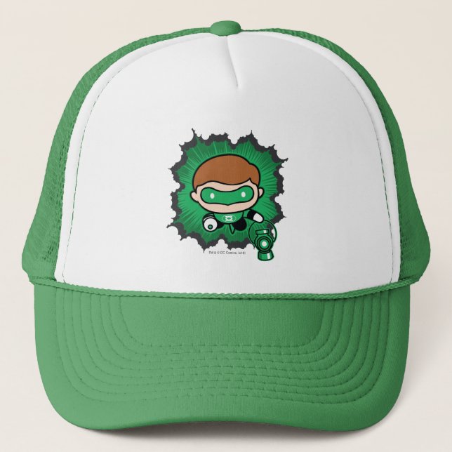 Chibi Green Lantern Flying Through Space Trucker Hat (Front)