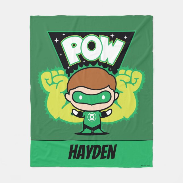 Chibi Green Lantern Forming Giant Fists Fleece Blanket (Front)