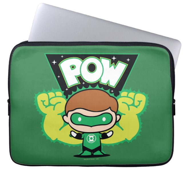Chibi Green Lantern Forming Giant Fists Laptop Sleeve (Front)