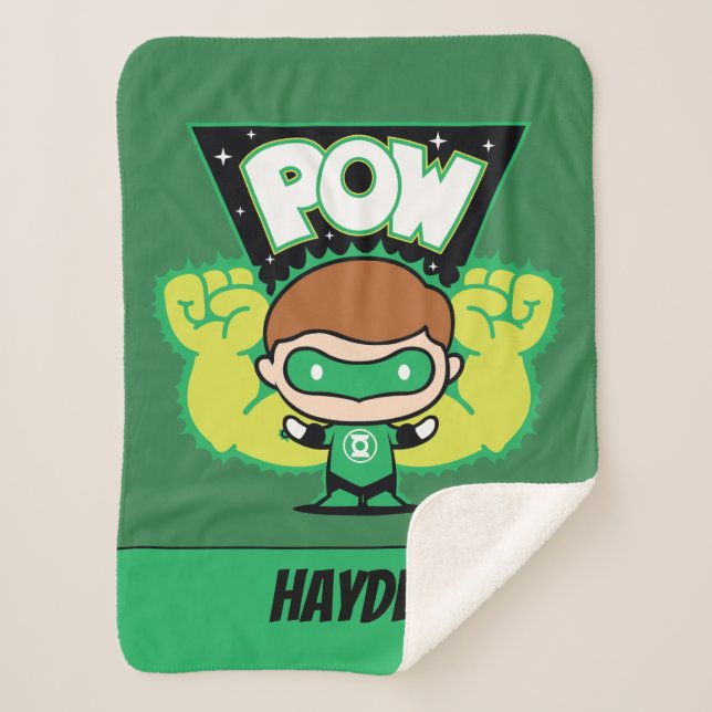Chibi Green Lantern Forming Giant Fists Sherpa Blanket (Front)