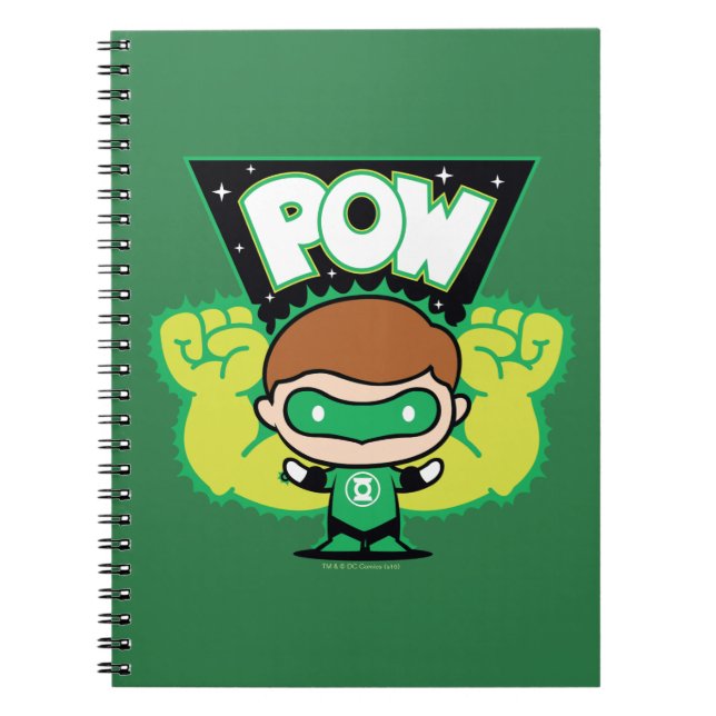 Chibi Green Lantern Forming Giant Fists Spiral Notebook (Front)