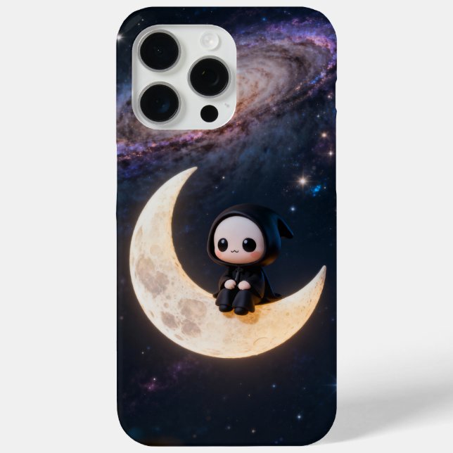 chibi grim reaper sitting on a crescent moon Case-Mate iPhone case (Back)