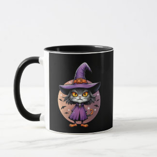 Chibi Halloween Witch Cat Mug