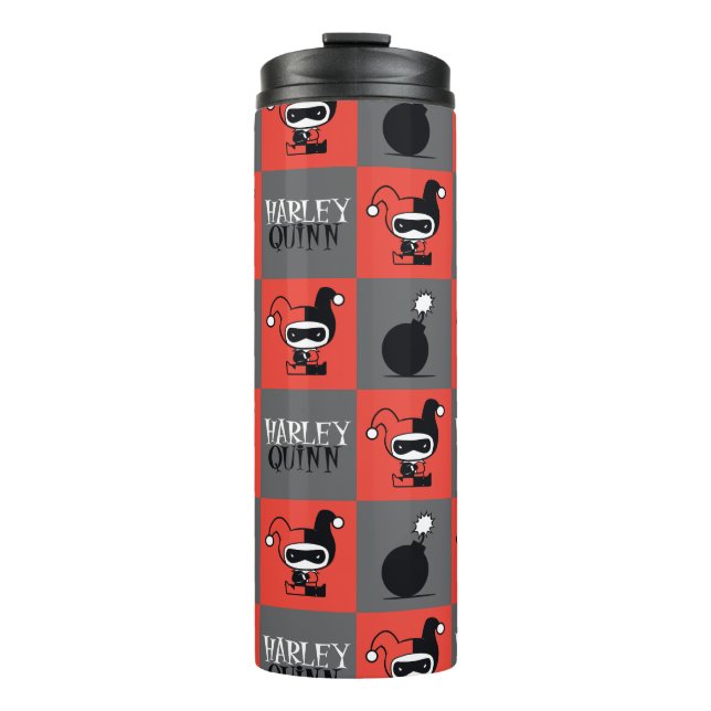 Chibi Harley Quinn Chequered Pattern Thermal Tumbler (Front)