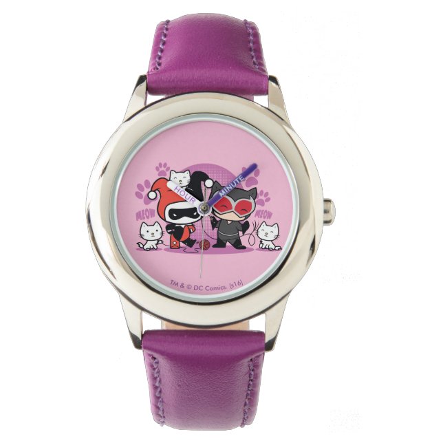Chibi Harley Quinn & Chibi Catwoman With Cats Watch (Front)