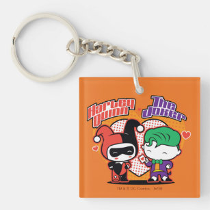 Chibi Harley Quinn & Chibi Joker Hearts Key Ring