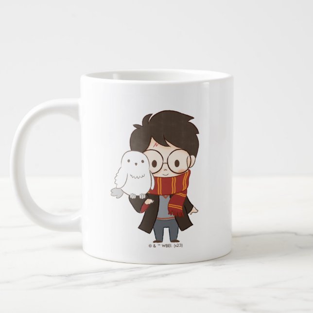 Chibi HARRY POTTER™ & Hedwig Large Coffee Mug (Left)