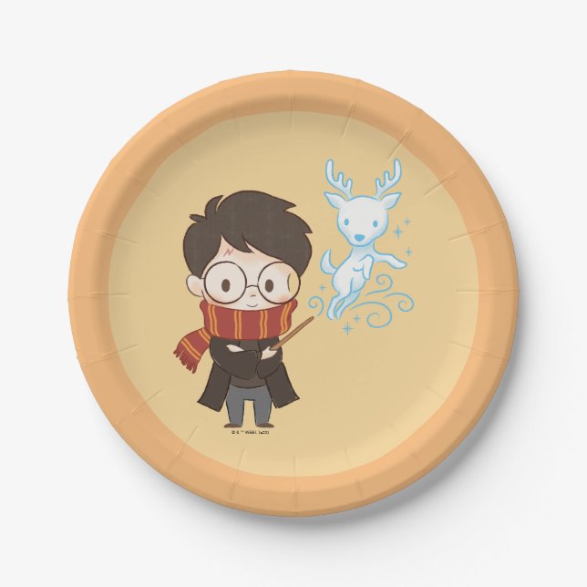 Chibi HARRY POTTER™ Patronus Paper Plate (Front)
