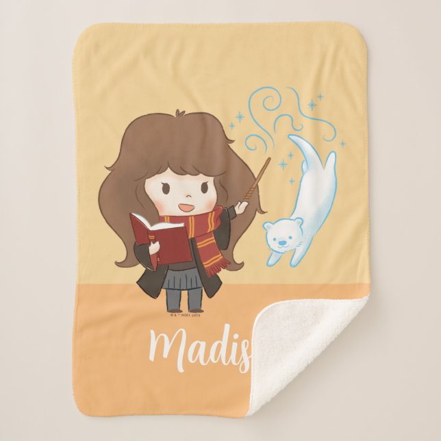 Chibi Hermione Granger Patronus Sherpa Blanket (Front)