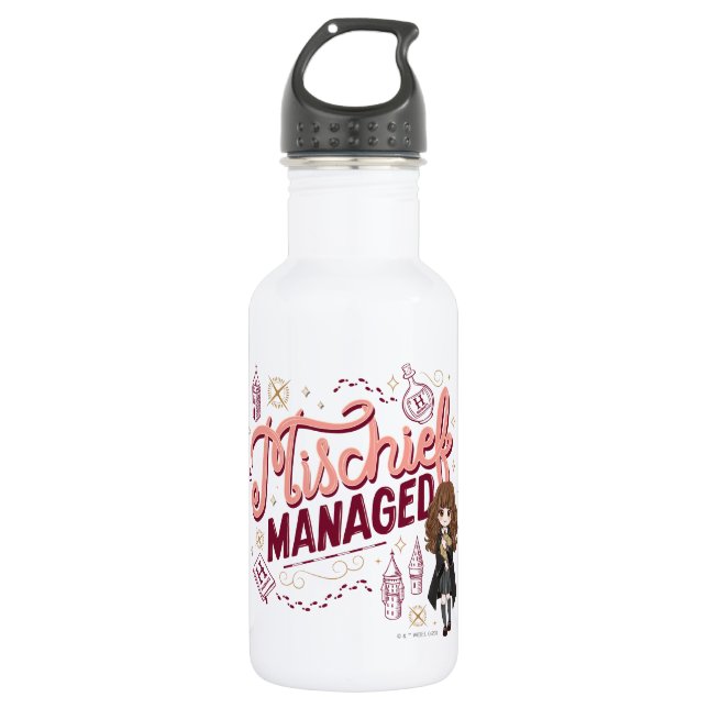 Chibi Hermione "Mischief Managed" 532 Ml Water Bottle (Front)