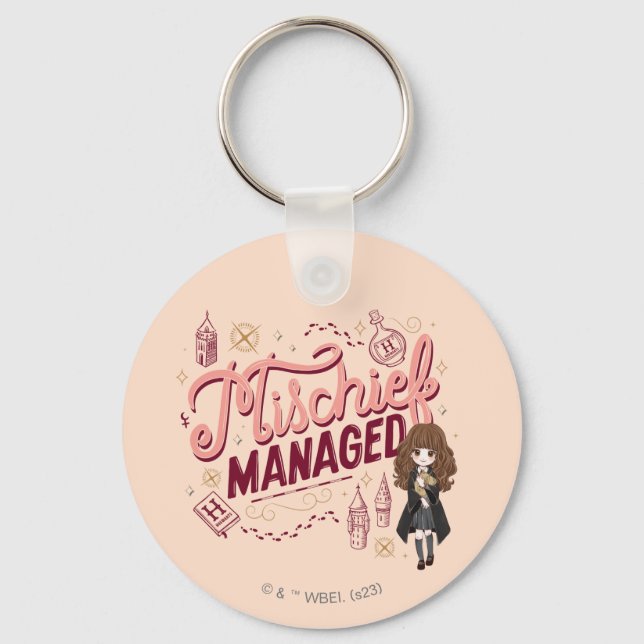 Chibi Hermione "Mischief Managed" Key Ring (Front)