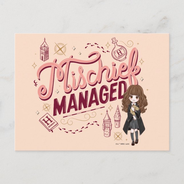 Chibi Hermione "Mischief Managed" Postcard (Front)