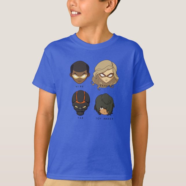 Chibi Heroes 3/4 Sleeve T-Shirt (Black) (Front)