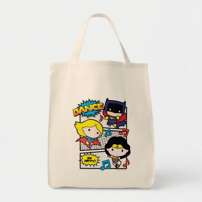 Chibi Heroes Dancing Tote Bag (Front)