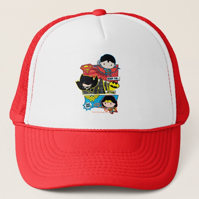 Chibi Heroes Ready For Action! Trucker Hat (Front)