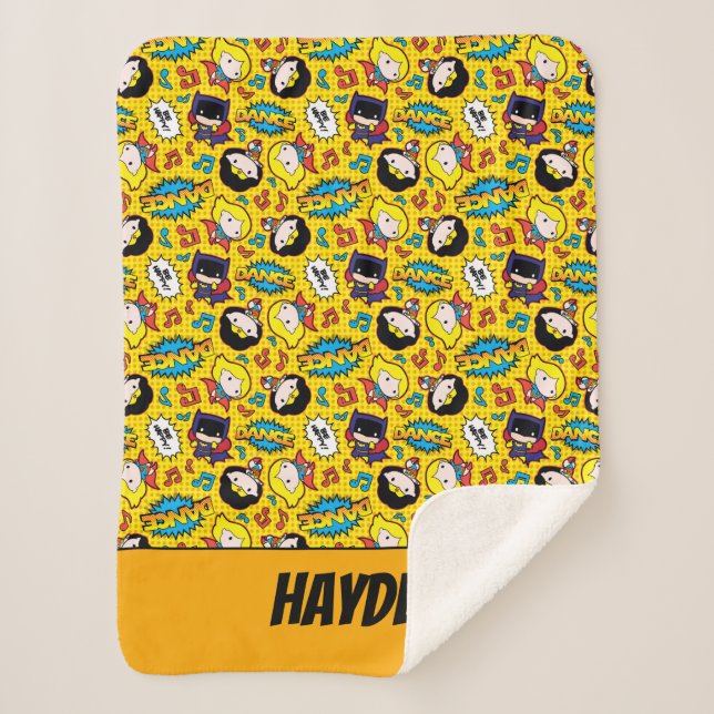 Chibi Heroine Dance Pattern Sherpa Blanket (Front)