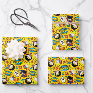 Chibi Heroine Dance Pattern Wrapping Paper Sheet