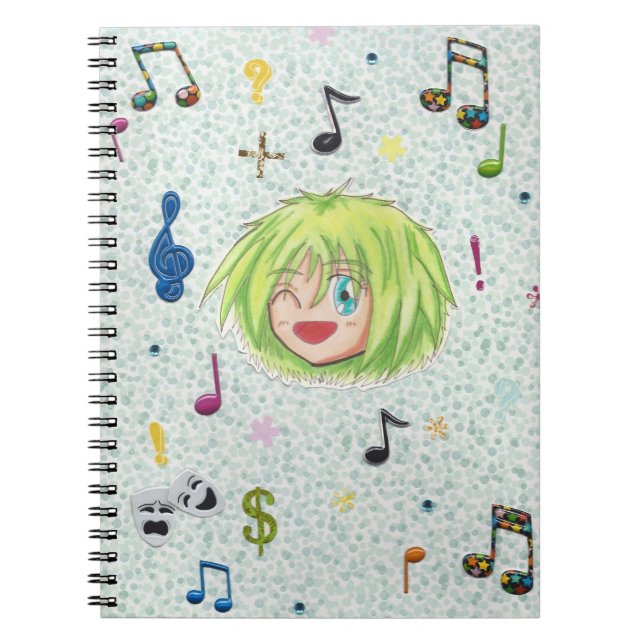 Chibi Izumi w/ collage Background Spiral Notebook (Front)