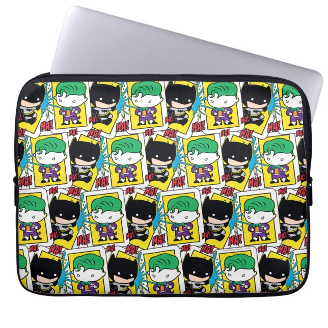 Chibi Joker and Batman Playing Card Pattern Laptop Sleeve (Front)