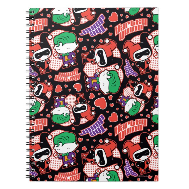 Chibi Joker and Harley Heart Pattern Notebook (Front)