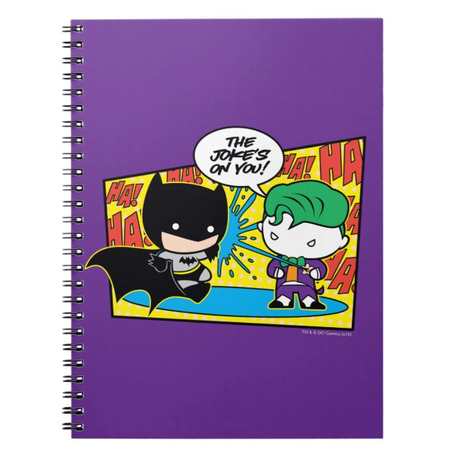 Chibi Joker Pranking Chibi Batman Spiral Notebook (Front)