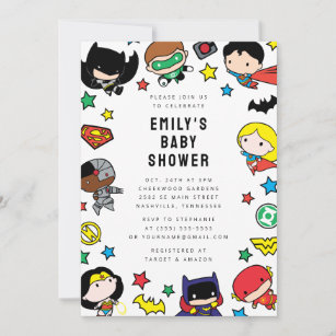 Chibi Justice League Baby Shower Invitation