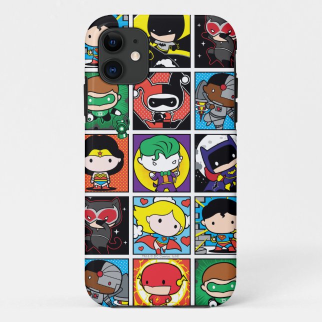 Chibi Justice League Character Pattern Case-Mate iPhone Case (Back)
