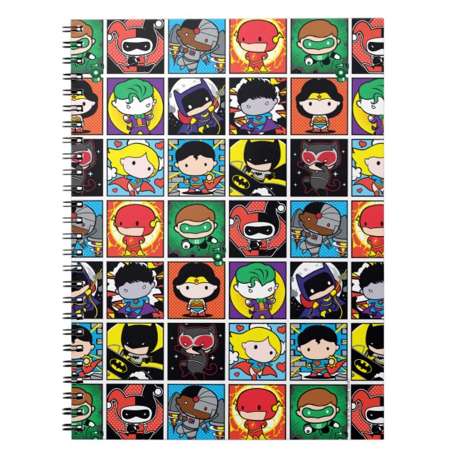 Chibi Justice League Character Pattern Spiral Notebook (Front)