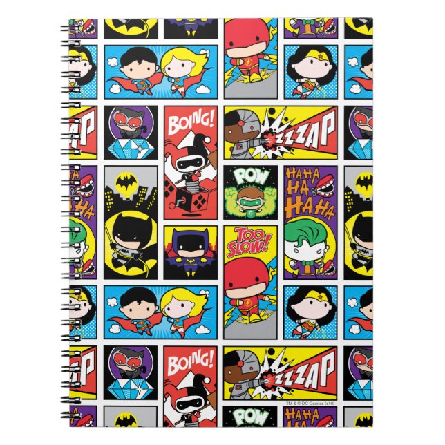 Chibi Justice League Compilation Pattern Spiral Notebook (Front)