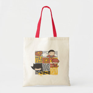 Chibi Justice League   Fly, Kick, Run Tote Bag