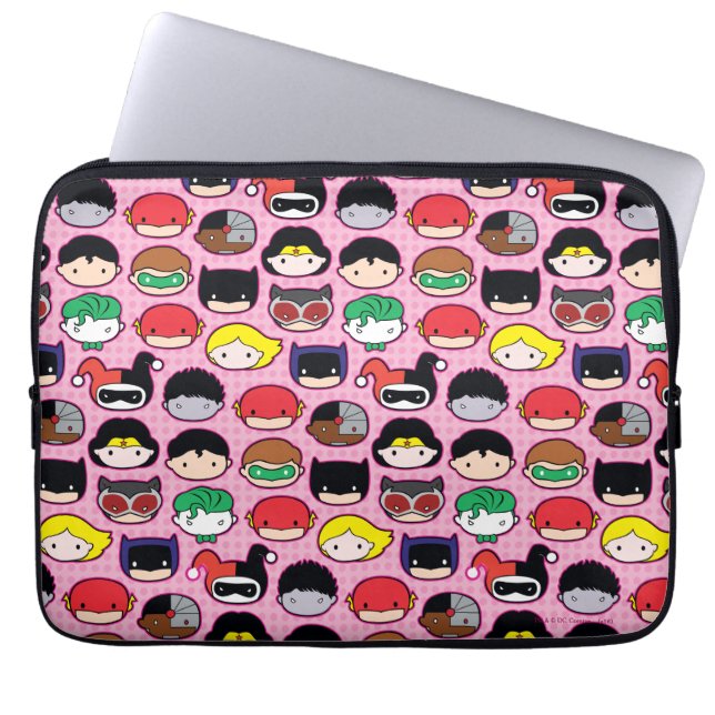 Chibi Justice League Head Pattern Laptop Sleeve (Front)