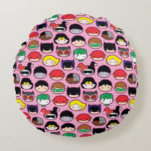 Chibi Justice League Head Pattern Round Cushion