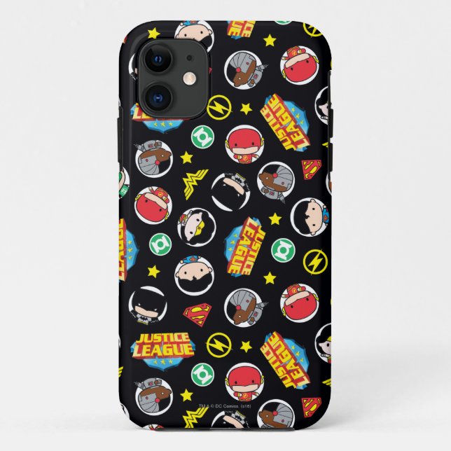 Chibi Justice League Heroes and Logos Pattern Case-Mate iPhone Case (Back)