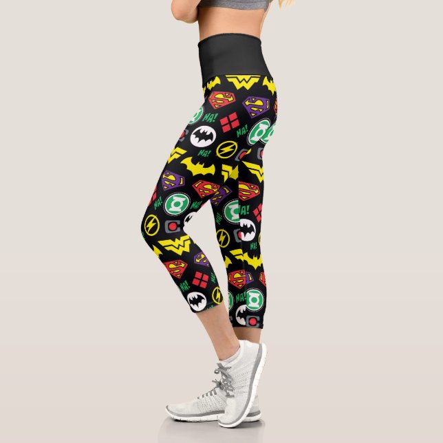 Chibi Justice League Logo Pattern Capri Leggings (Left)