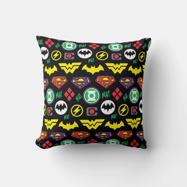 Chibi Justice League Logo Pattern Cushion (Front)