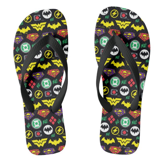 Chibi Justice League Logo Pattern Jandals (Footbed)