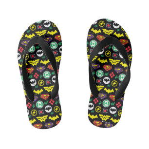 Chibi Justice League Logo Pattern Kid's Jandals