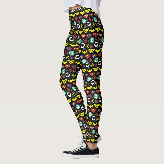 Chibi Justice League Logo Pattern Leggings (Left)