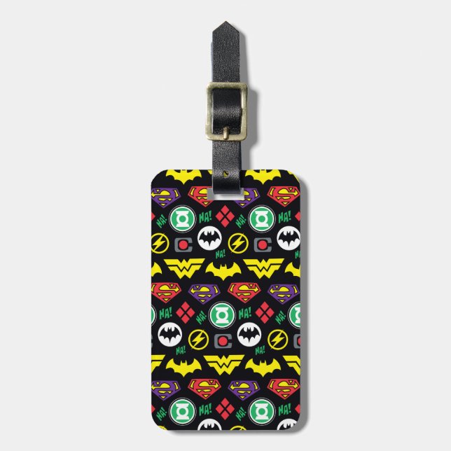 Chibi Justice League Logo Pattern Luggage Tag (Front Vertical)