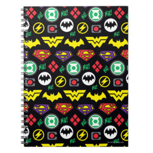 Chibi Justice League Logo Pattern Spiral Notebook